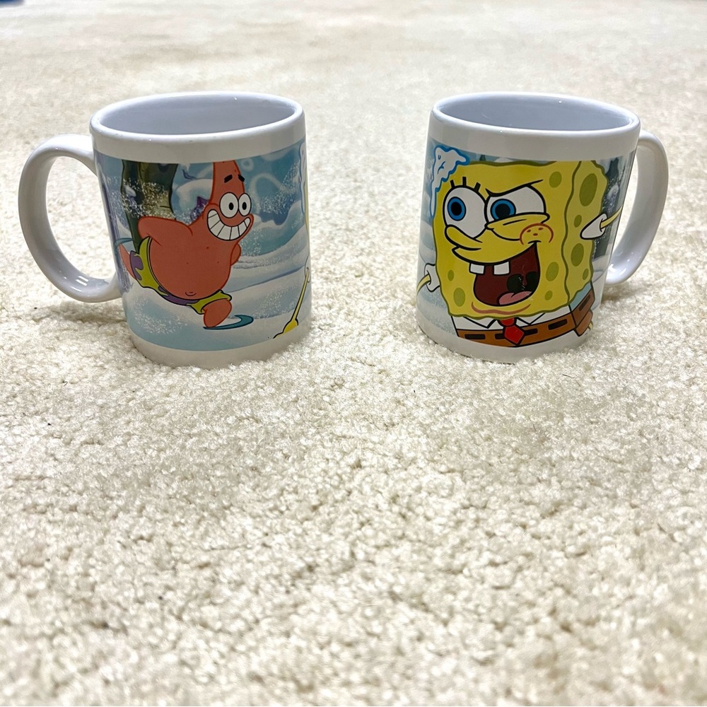 Y2K SpongeBob Patrick Mug Set Nickelodeon Double Sided Ceramic 2000s Cartoon